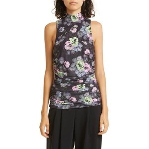 Cinq à Sept Midnight Bloom Floral Print Sleeveless Shirt, Size XS New w/Tag $195